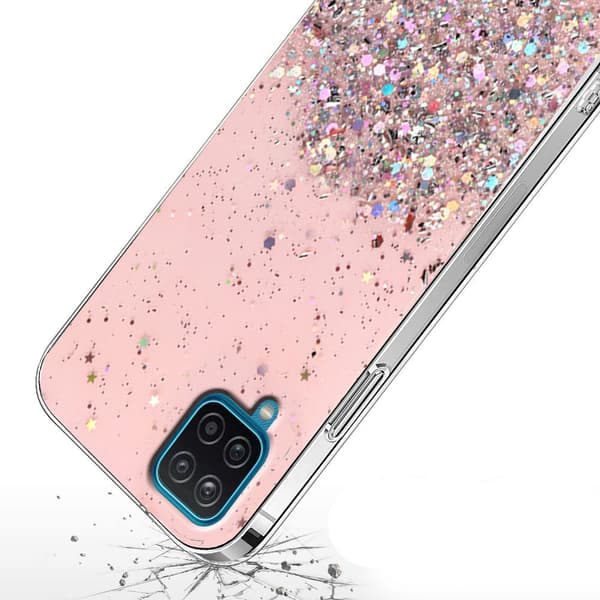 Etui til Samsung Galaxy A12 / M12 / A12 2021, Glitrende, Lyserød