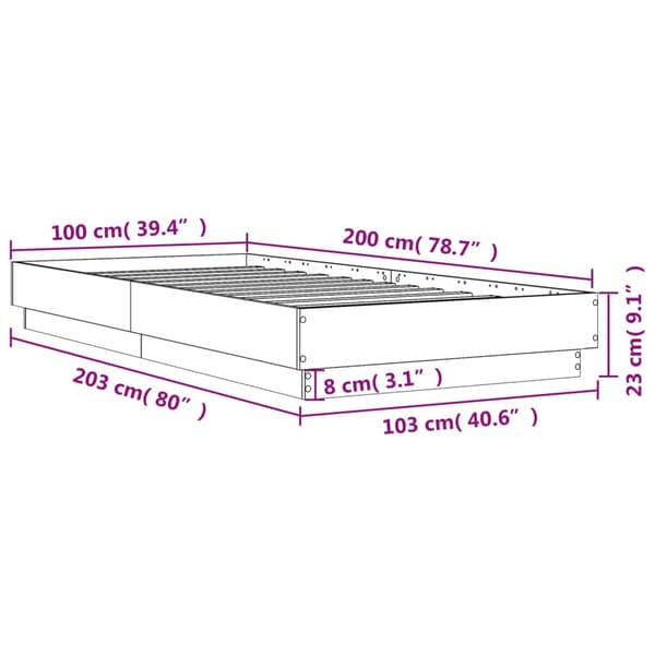 vidaXL Sängram, vit, 100x200 cm, träbaserat material