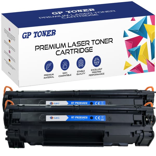 2x toner til HP 83A CF283A GP-HCF283A printer x2