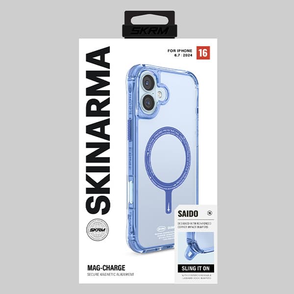 Skinarma Saido MagSafe-etui til iPhone 16 Plus, blå