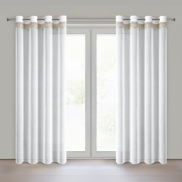 Julgardin 140x250 cm vitguldstjärnor