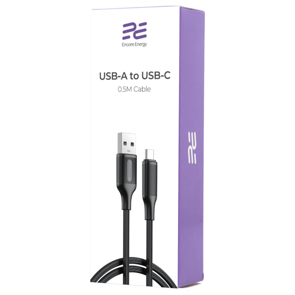Uusi Encore Energy USB-A USB-C -lataus- ja datakaapeli 50 cm MD-DTAC05B