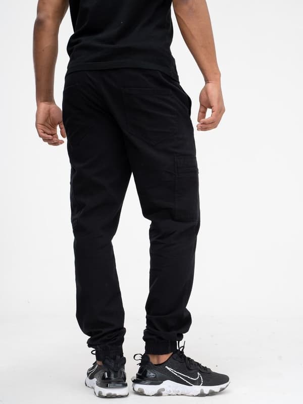 Jigga Wear Stripe Zip Cargo Joggingbukser Sort XL