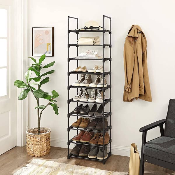 Sort modulært skoskab 174 cm
