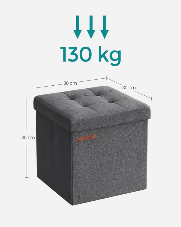 Liten quiltad puff 30 cm mörkgrå