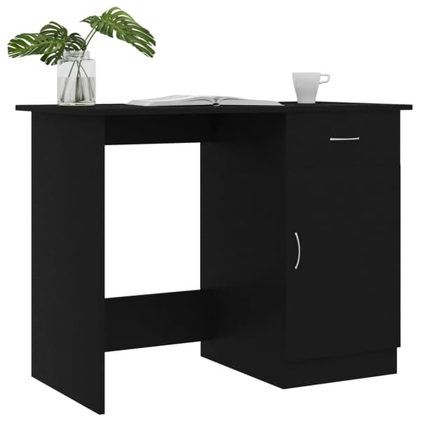 vidaXL skrivebord, sort, 100x50x76 cm, spånplade