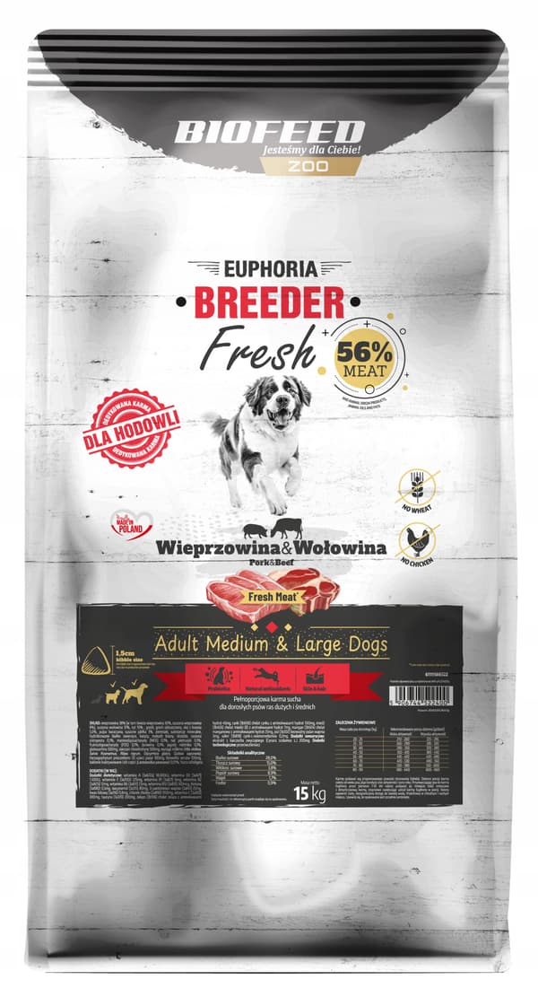 TØRT SVINE- OG OKSEKØDSKØD BIOFODER TIL STORE RACER 15 KG