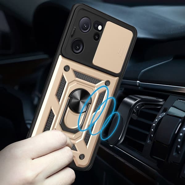 Pansret cover til Xiaomi 13T / 13T Pro, CamShield Slide, guld