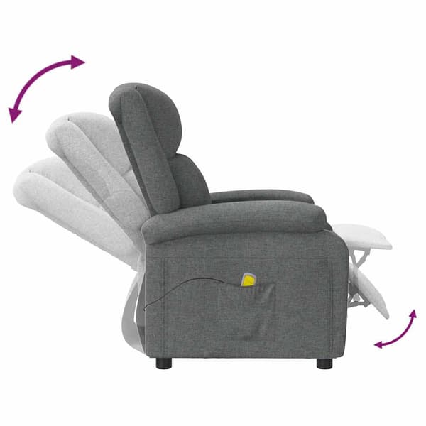 vidaXL Massagefåtölj mörkgrå tyg