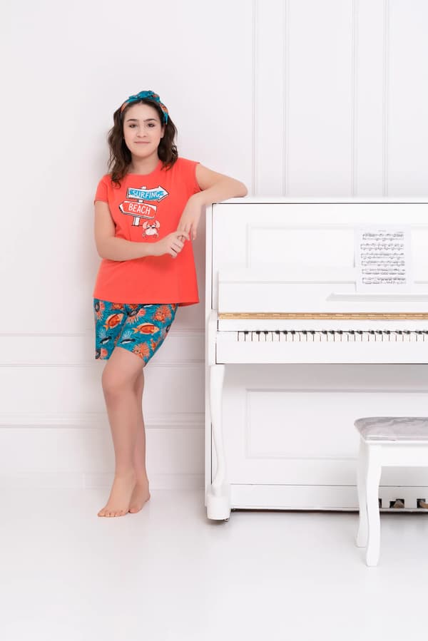 Oceania flickpyjamas, korta ärmar, korta byxor, 4 år
