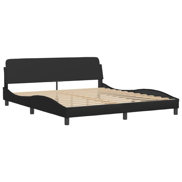 vidaXL sengestel med LED sort 180x200 cm kunstlæder