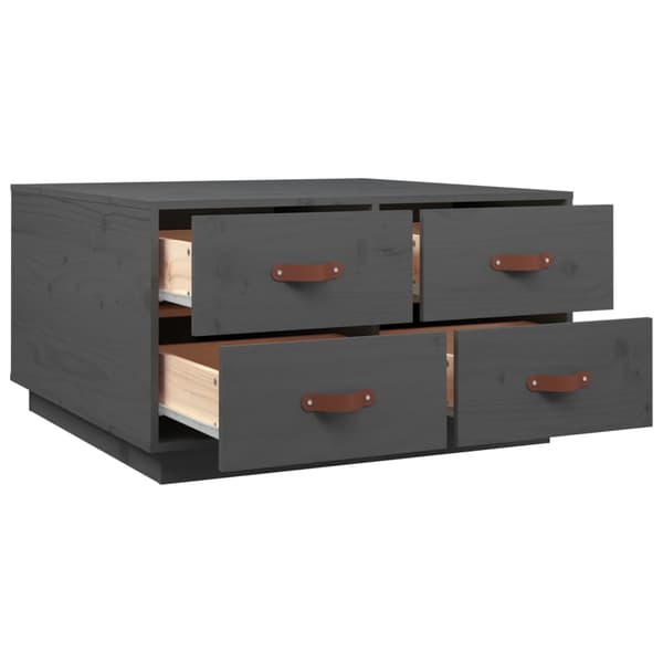 vidaXL Soffbord, grått, 80x80x45 cm, massivt furuträ