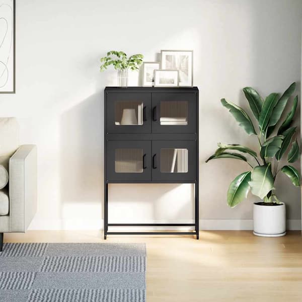 vidaXL høj kommode sort 68x39x107 cm stål