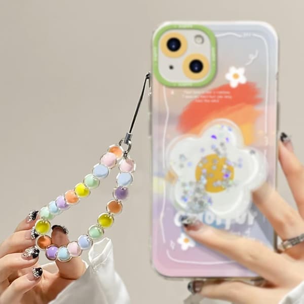 Farverig telefonkæde med perler universal lanternesæt