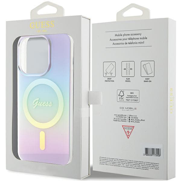 Guess IML Iridescent MagSafe-etui til iPhone 15 Pro Max, lilla