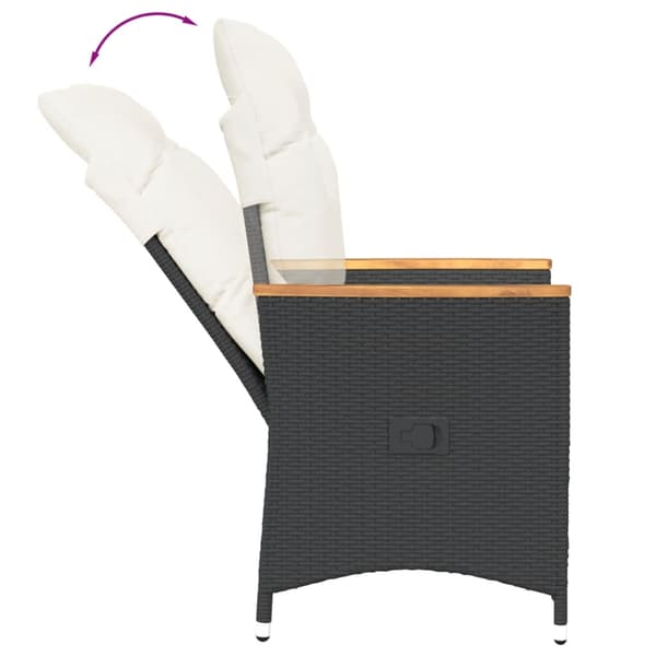 vidaXL 3-delt bistrosæt med hynder, sort, polyrattan