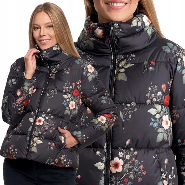 Moraj dammad jacka med högt ståkrage kort modell vinter XL