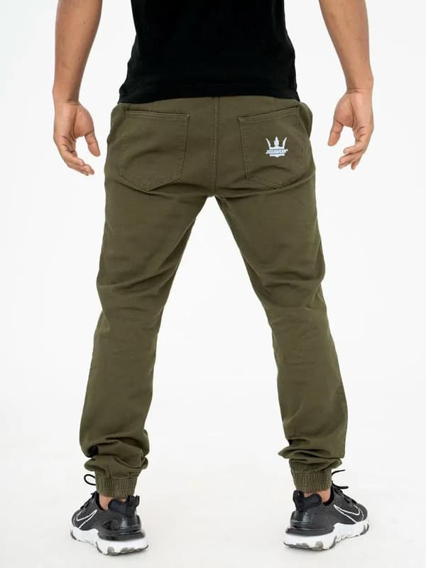 Jigga Crown Stretch Joggingbyxor Olivgrön/Vit M