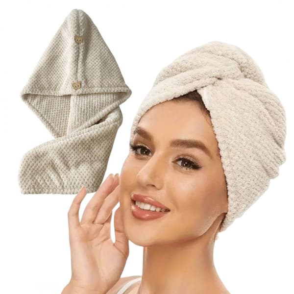 Beige hårmössa handduk 65 x 25 cm REC52WZ2