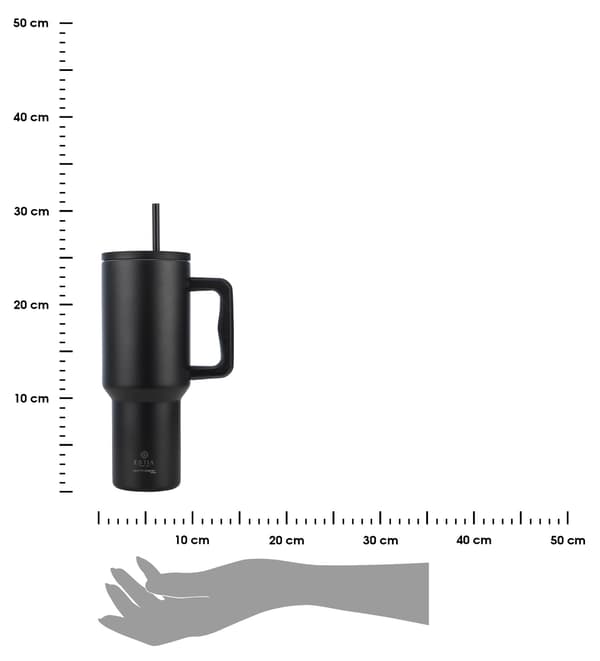 Midnattssvart termosmugg med sugrör 1200 ml