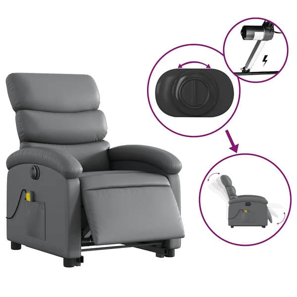 vidaXL Elektrisk vilfåtölj med massage, grå