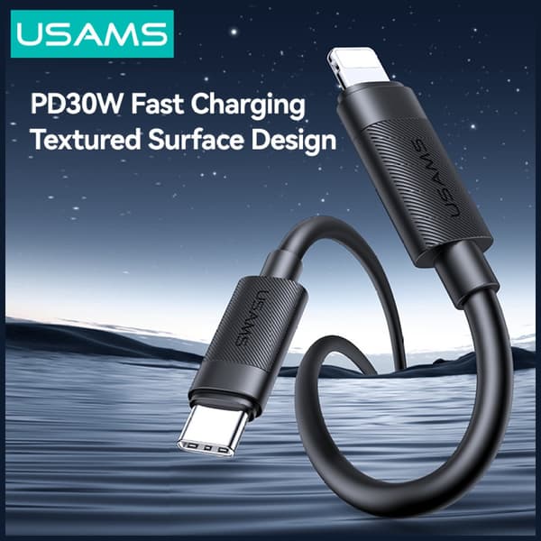 USAMS U94 30W USB-C - Lightning-kaapeli 1m musta