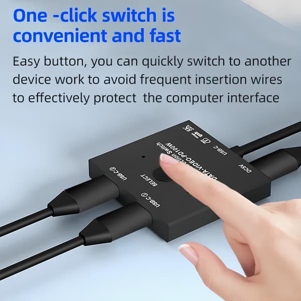 Typ-C KVM2 3.1 Thunderbolt 3-switch 2 ingångar 1 utgång Modell AB201