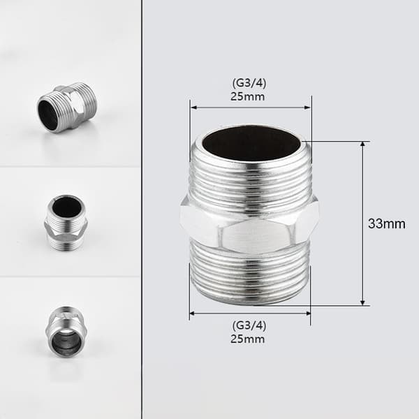 3/4 tommer forkromet nippel med flad flade, stål