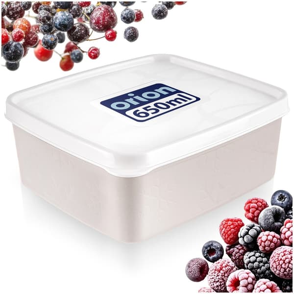 Beige matbehållare med lock 650 ml