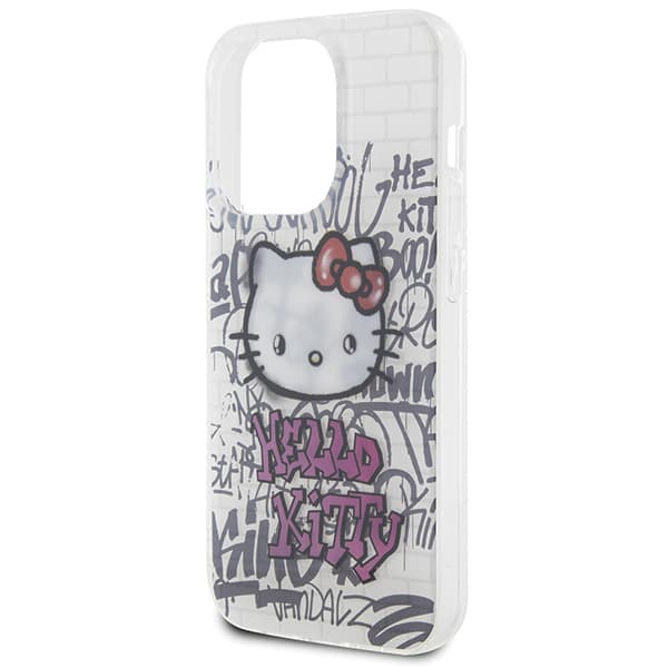 Hello Kitty IML Kitty On Bricks Graffiti -suojakuori iPhone 14 Prolle, valkoinen
