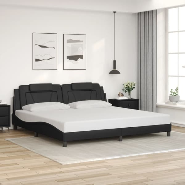 vidaXL sengestel med LED sort 200x200 cm kunstlæder