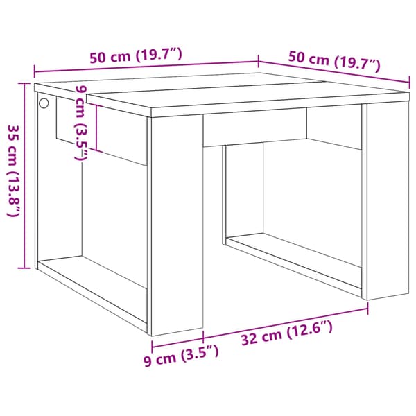 vidaXL sidebord, antik træfarve, 50x50x35 cm