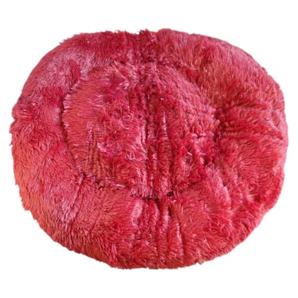 Blød rund hundeseng 80x80 cm bordeaux
