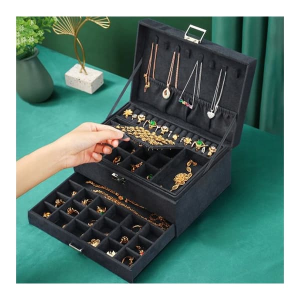 Smykkeskrin, etui, organizer, sort PD119CZ