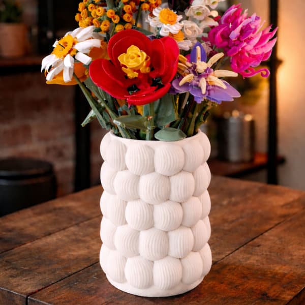 Dekorativ vas, vit, strukturell, designer, modern skulptur