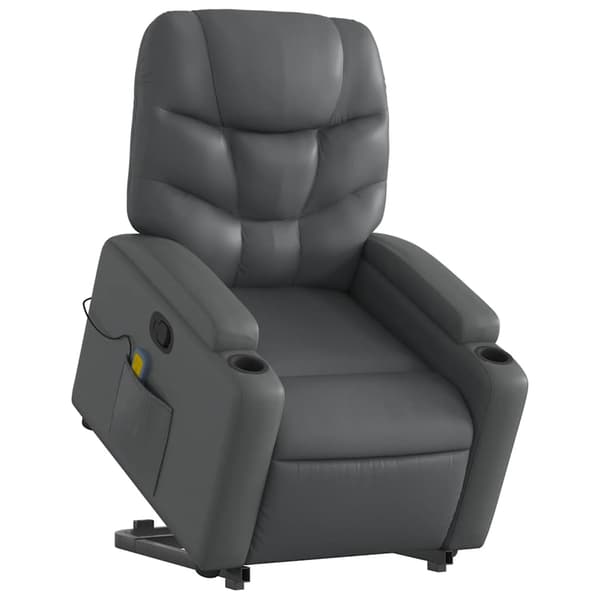 vidaXL Lyftbar massagefåtölj, grå, konstläder