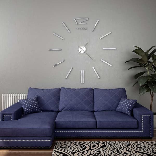 vidaXL 3D-väggklocka, modern design, 100 cm, XXL, silver