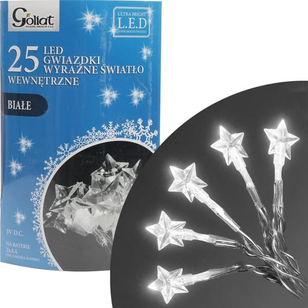 Juletræslys 25 LED-stjerner batteridrevne koldhvide
