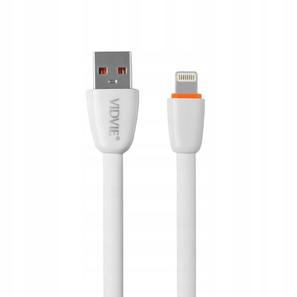 VIDVIE CB411 USB/iPhone-kabel 2.1A, 1m vit