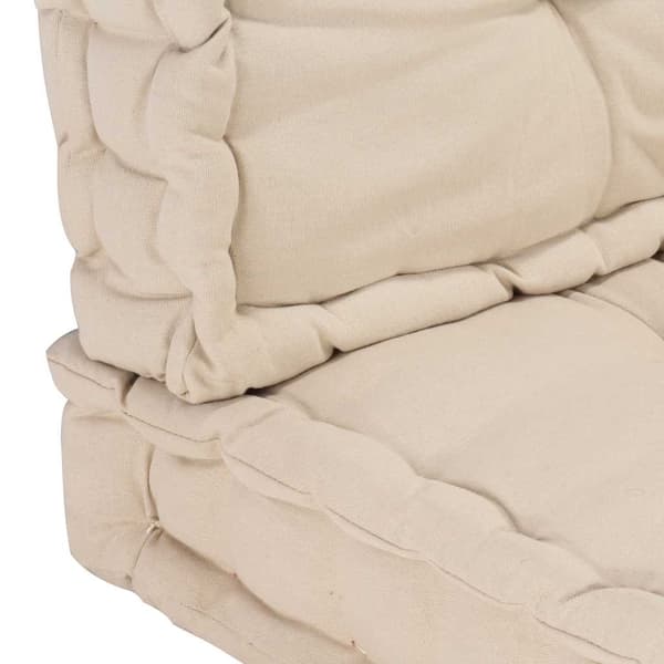 vidaXL Golv- eller palldynor, 2 st, bomull, beige