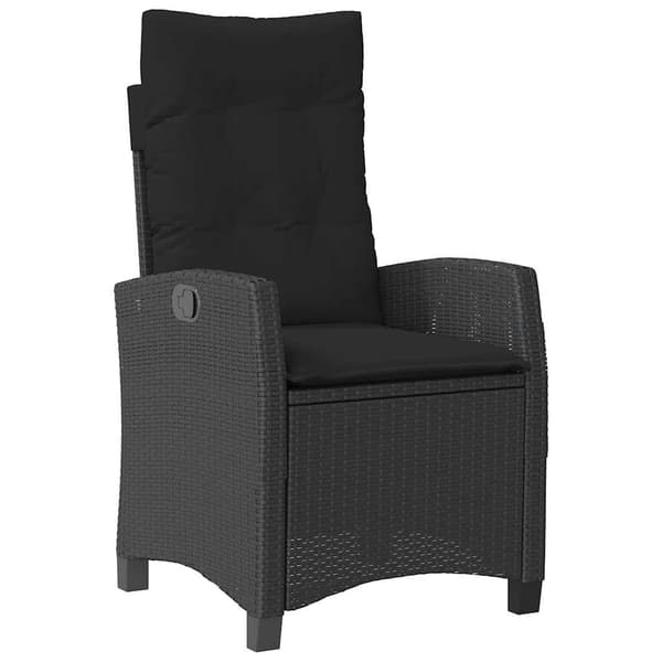 vidaXL havestol med hynder, sort polyrattan