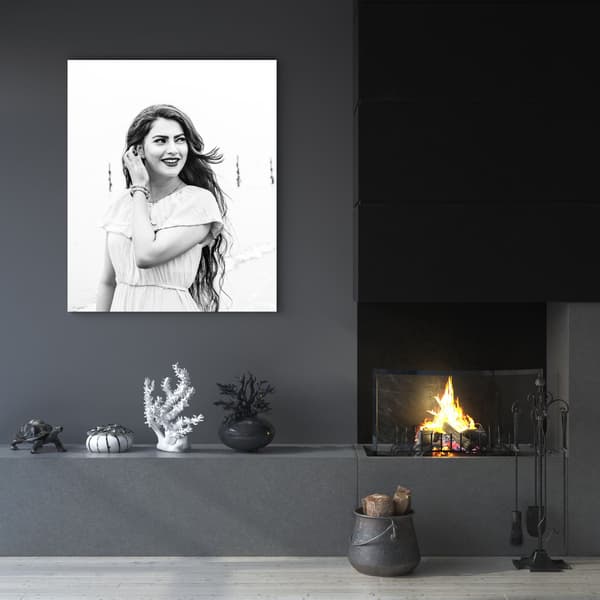 Lærredstryk Mennesker Kvinde smil 80x100 cm