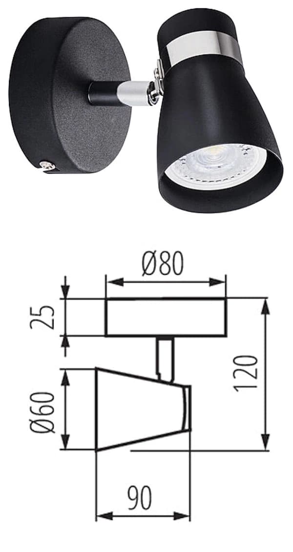 LED loftlampe væglampe spotlight 10W GU10 sort KANLUX