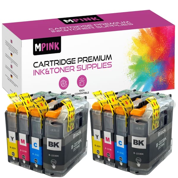 8x blæk til Brother GP-B223XL CMYK X2 GP