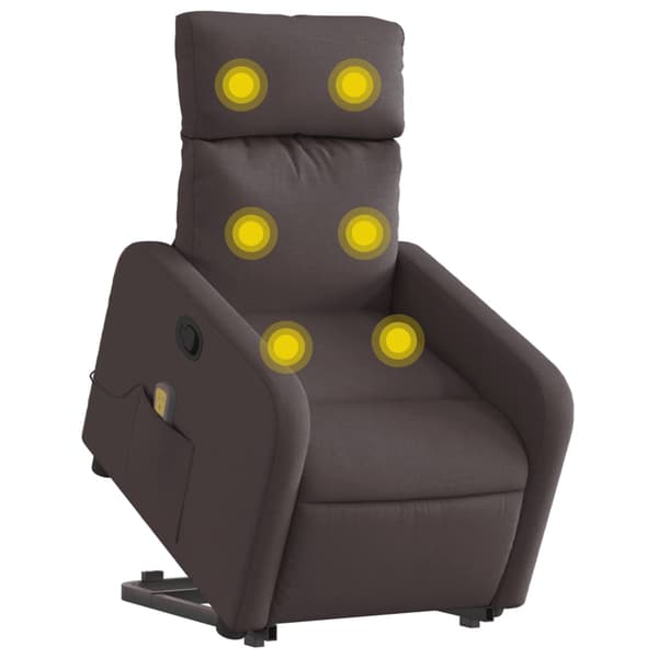 vidaXL Lyftbar massagefåtölj mörkbrunt tyg