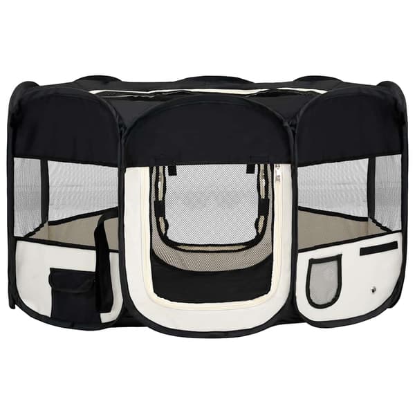 vidaXL foldbart hundebur med bærepose sort 145x145x61 cm