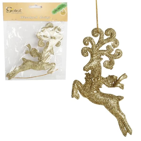 Dekorativ glitterhängare ren 18 cm guld