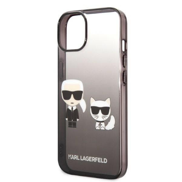 Karl Lagerfeld Ikonik Karl & Choupette-etui til iPhone 14 Pro, sort