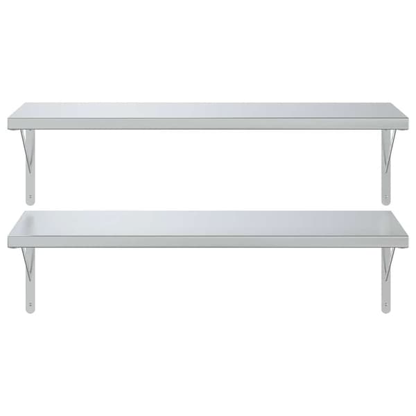 vidaXL væghylder, 2 stk., 100x40 cm, sølv rustfrit stål