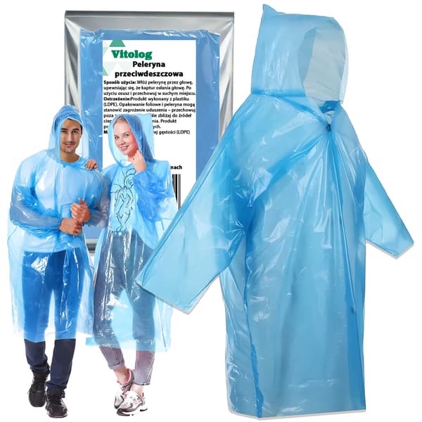 REGNHÆTTE, OVERFRAKKE, REGNFRAKKE PONCHO, ÆRMER